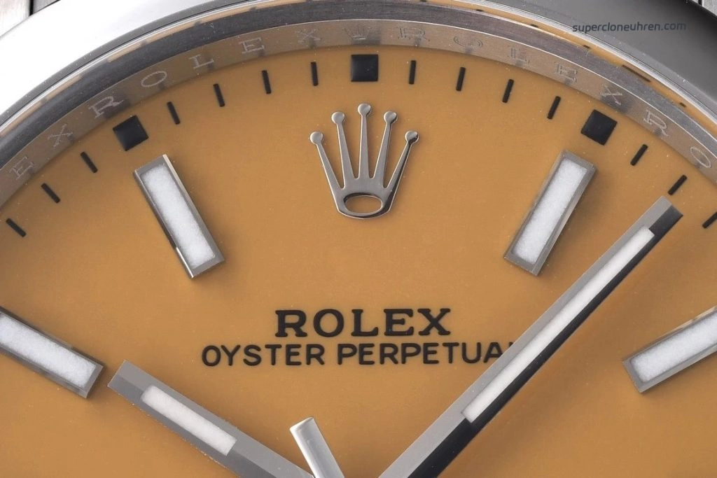 Super Clone Rolex Oyster Perpetual m124300-0004 mit gelbem Zifferblatt 41 mm