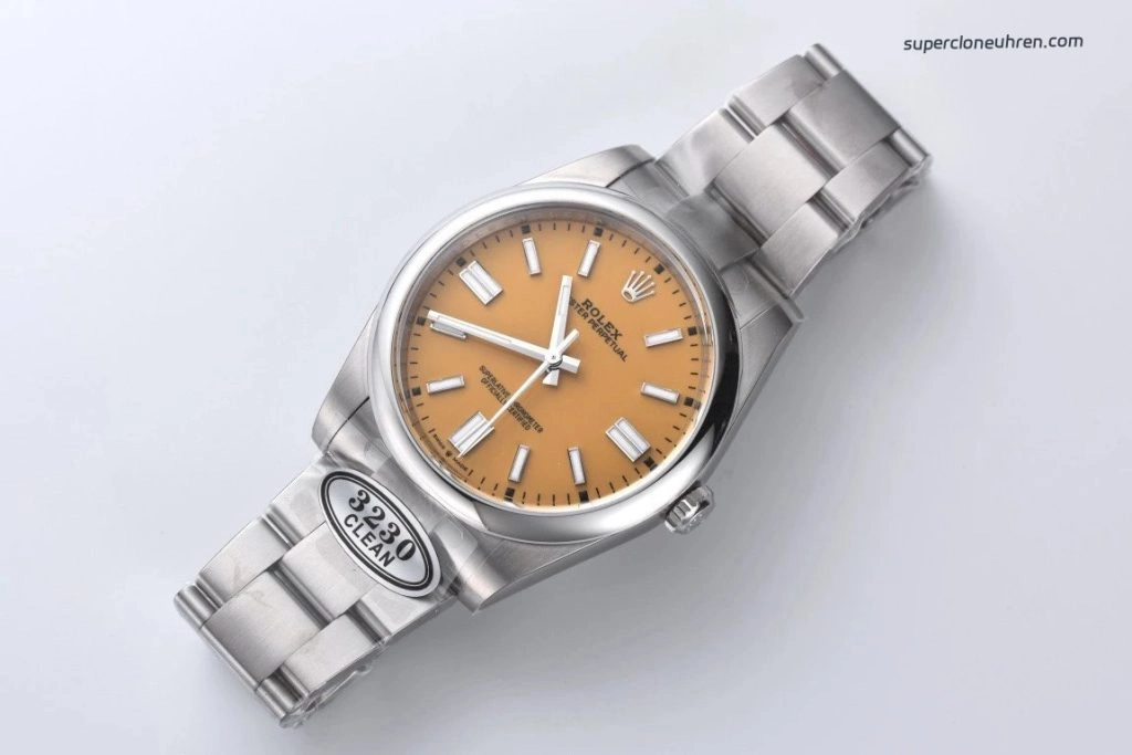 Super Clone Rolex Oyster Perpetual m124300-0004 mit gelbem Zifferblatt 41 mm