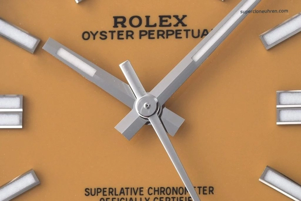 Super Clone Rolex Oyster Perpetual m124300-0004 mit gelbem Zifferblatt 41 mm