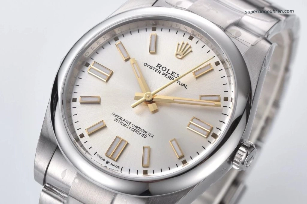 Super Clone Rolex Oyster Perpetual 124300 mit goldfarbenen Zeigern 41mm