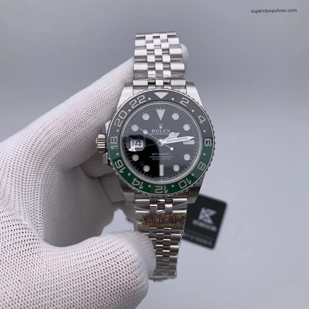 Super Clone Rolex GMT-Master II m126720vtnr-0002 mit grün-schwarzer Lünette und Jubilee-Band 40mm