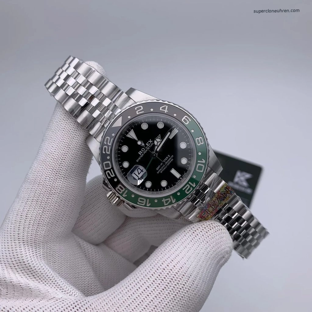 Super Clone Rolex GMT-Master II m126720vtnr-0002 mit grün-schwarzer Lünette und Jubilee-Band 40mm