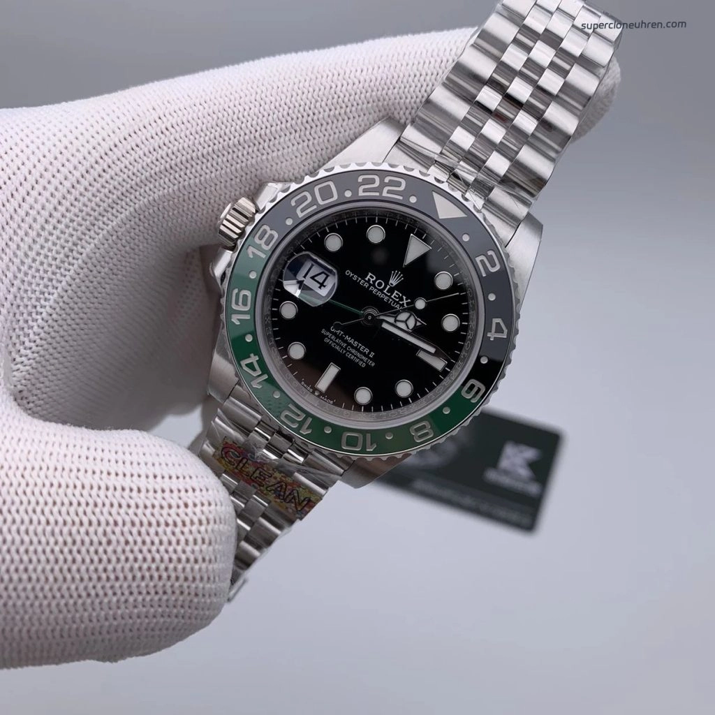 Super Clone Rolex GMT-Master II m126720vtnr-0002 mit grün-schwarzer Lünette und Jubilee-Band 40mm