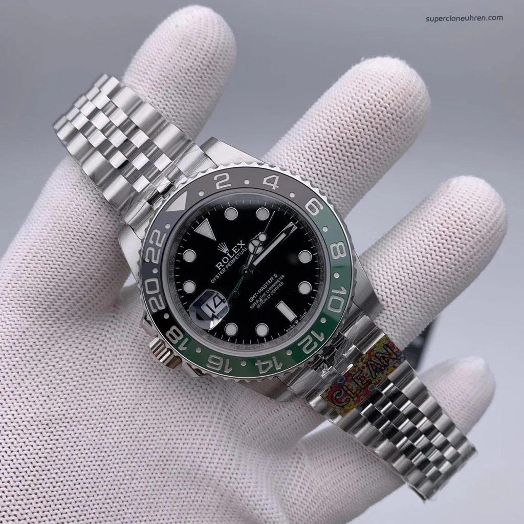 Super Clone Rolex GMT-Master II m126720vtnr-0002 mit grün-schwarzer Lünette und Jubilee-Band 40mm