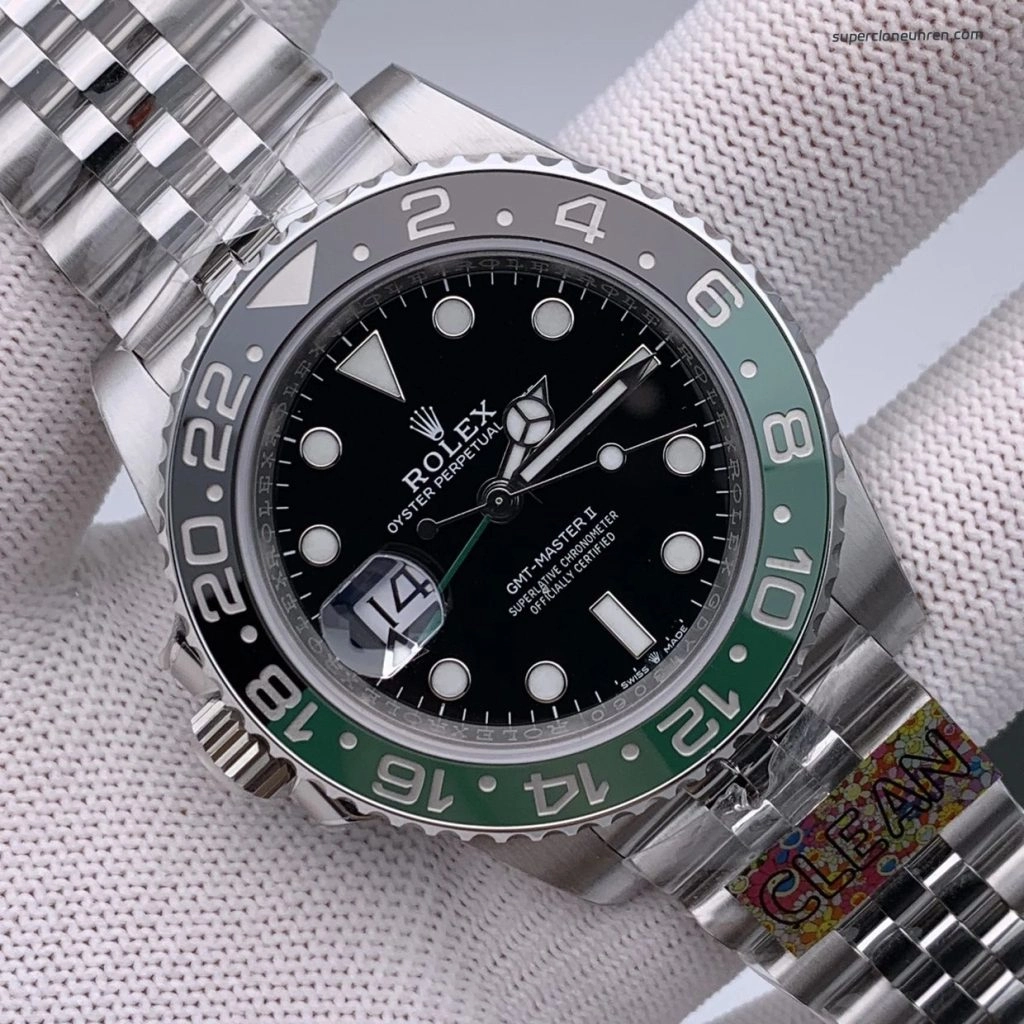 Super Clone Rolex GMT-Master II m126720vtnr-0002 mit grün-schwarzer Lünette und Jubilee-Band 40mm