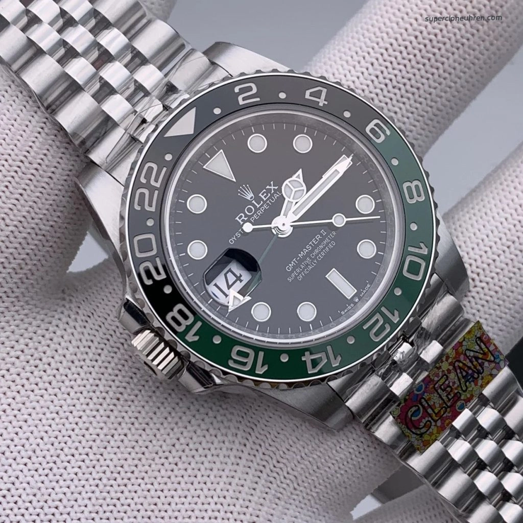 Super Clone Rolex GMT-Master II m126720vtnr-0002 mit grün-schwarzer Lünette und Jubilee-Band 40mm