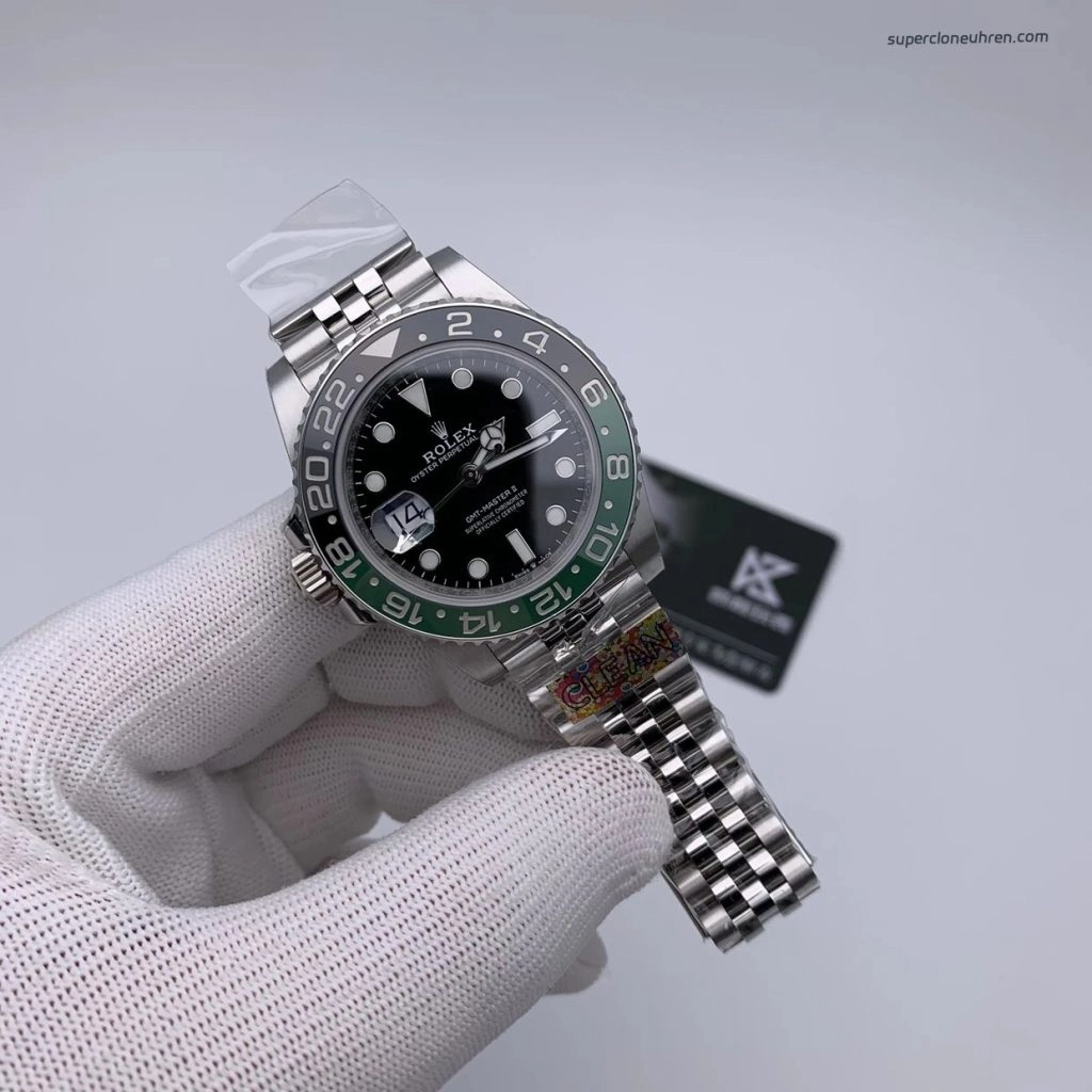 Super Clone Rolex GMT-Master II m126720vtnr-0002 mit grün-schwarzer Lünette und Jubilee-Band 40mm