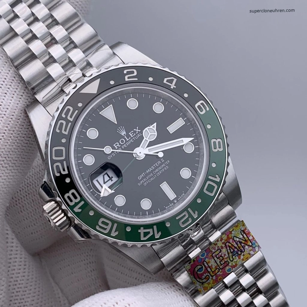 Super Clone Rolex GMT-Master II m126720vtnr-0002 mit grün-schwarzer Lünette und Jubilee-Band 40mm