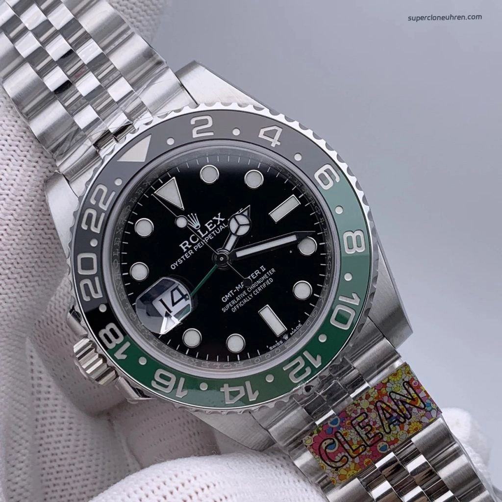Super Clone Rolex GMT-Master II m126720vtnr-0002 mit grün-schwarzer Lünette und Jubilee-Band 40mm
