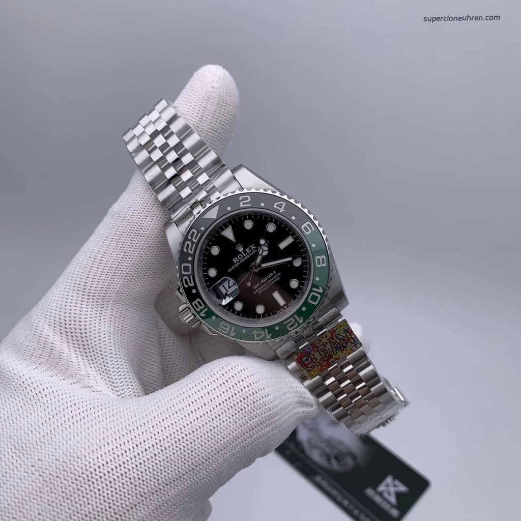 Super Clone Rolex GMT-Master II m126720vtnr-0002 mit grün-schwarzer Lünette und Jubilee-Band 40mm