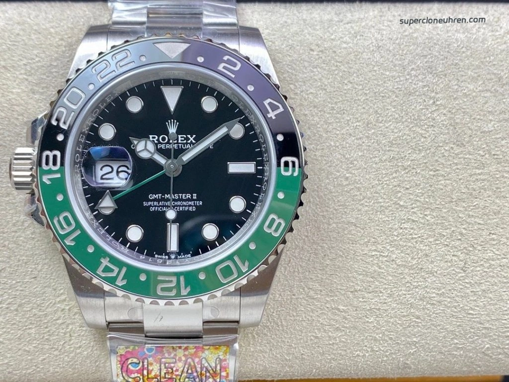 Super Clone Rolex GMT-Master II m126720vtnr-0002 mit grün-schwarzer Lünette und Jubilee-Band 40mm