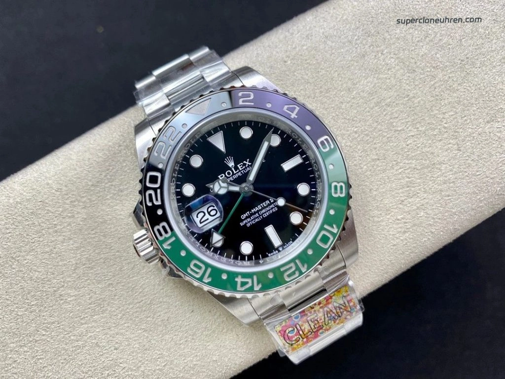 Super Clone Rolex GMT-Master II m126720vtnr-0002 mit grün-schwarzer Lünette und Jubilee-Band 40mm