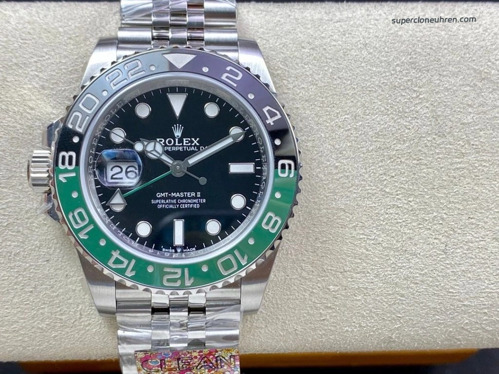 Super Clone Rolex GMT-Master II m126720vtnr-0002 mit grün-schwarzer Lünette und Jubilee-Band 40mm