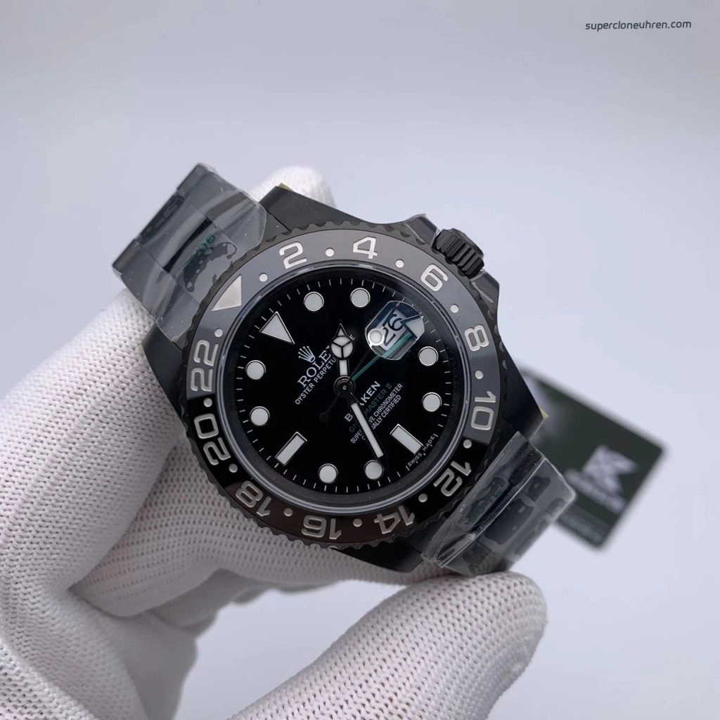 Premium Replica Uhr Rolex GMT-Master II 116710LN PVD-Carbonschwarz mit grünem Zeiger 40mm