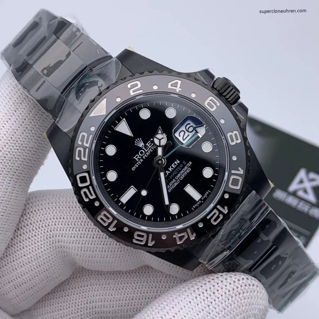 Premium Replica Uhr Rolex GMT-Master II 116710LN PVD-Carbonschwarz mit grünem Zeiger 40mm