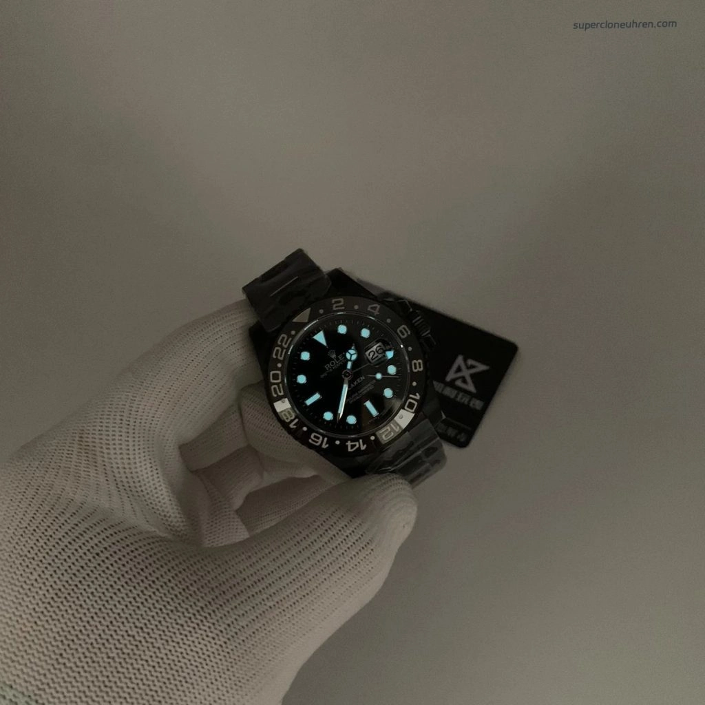 Premium Replica Uhr Rolex GMT-Master II 116710LN PVD-Carbonschwarz mit grünem Zeiger 40mm