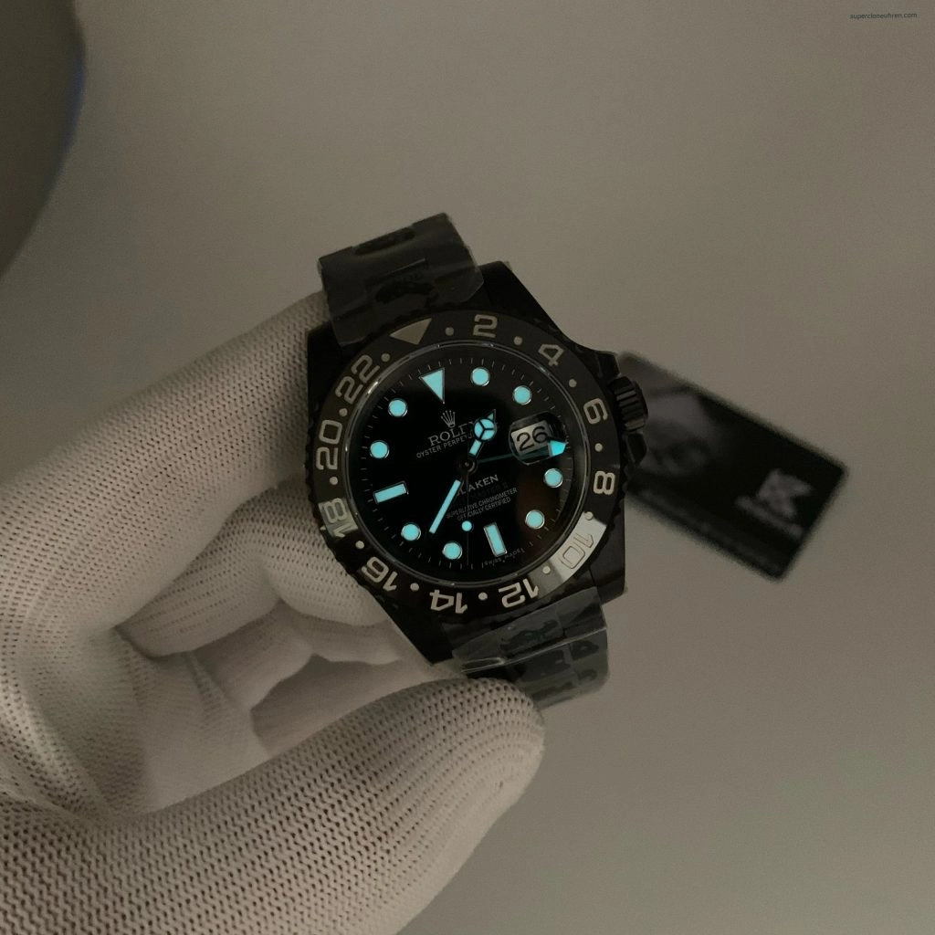 Premium Replica Uhr Rolex GMT-Master II 116710LN PVD-Carbonschwarz mit grünem Zeiger 40mm