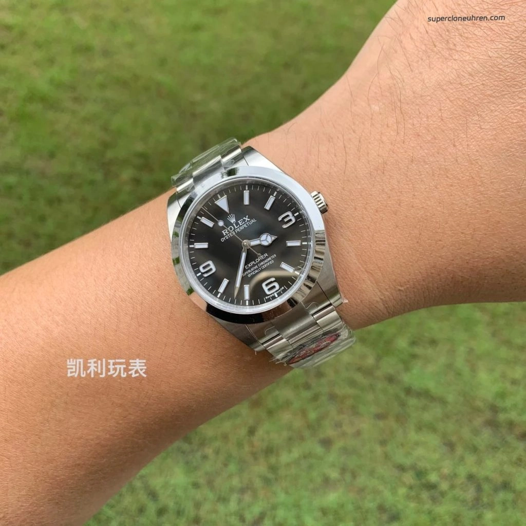 Super Clone Rolex Explorer m214270-0003 schwarzes Zifferblatt Edelstahlband 39 mm