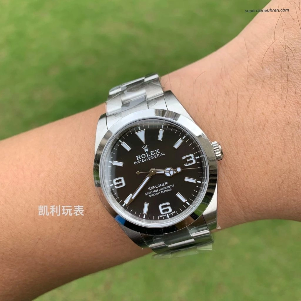 Super Clone Rolex Explorer m214270-0003 schwarzes Zifferblatt Edelstahlband 39 mm