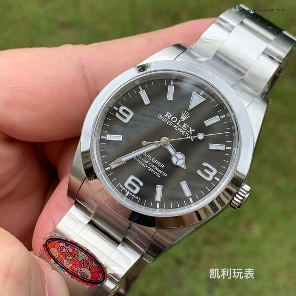 Super Clone Rolex Explorer m214270-0003 schwarzes Zifferblatt Edelstahlband 39 mm