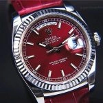 Premium Replica Uhr Rolex Day-Date 118139 mit Kirschrot-Zifferblatt 36mm