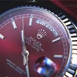 Premium Replica Uhr Rolex Day-Date 118139 mit Kirschrot-Zifferblatt 36mm