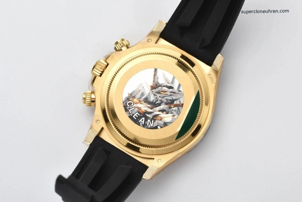 Super Clone Rolex Daytona m126518ln-0008 Goldoptik mit schwarzem Kautschukband 40mm
