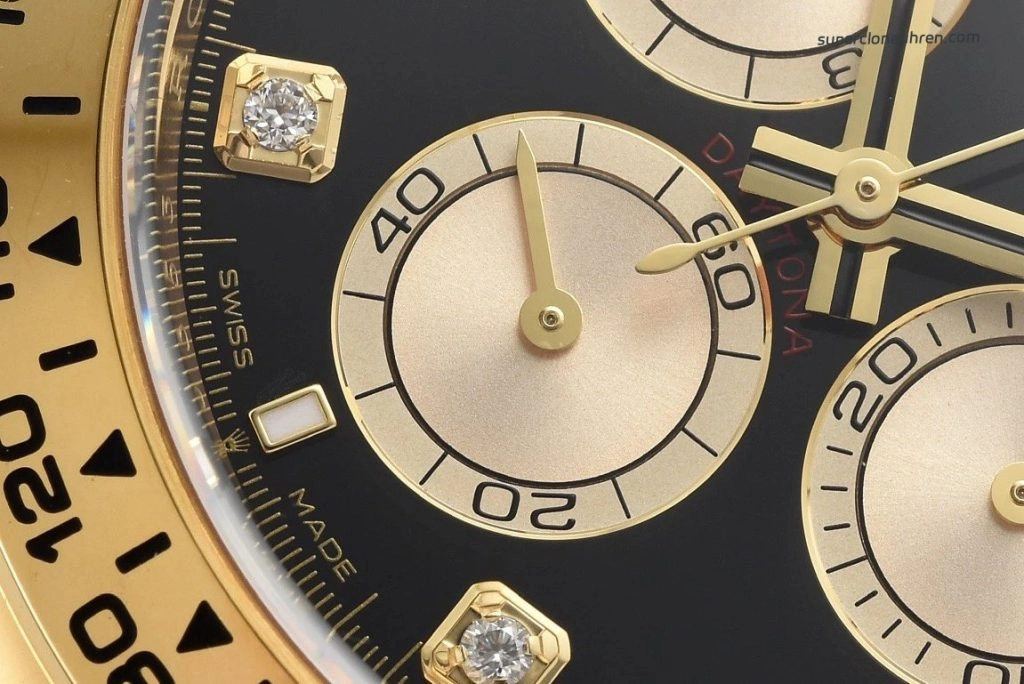 1:1 Super Clone Uhr Rolex Daytona m126508-0003 Gelbgold mit schwarzem Zifferblatt 40mm