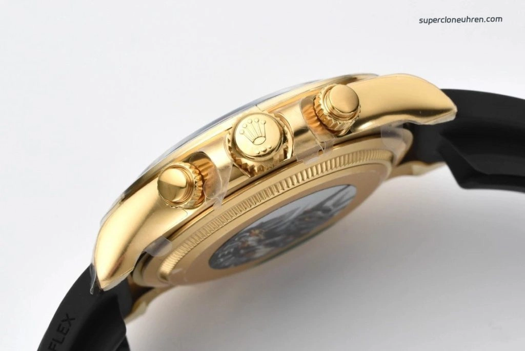 Premium Replica Uhr Rolex Daytona m126518ln-0006 Oysterflex Schwarz-Gold 40mm