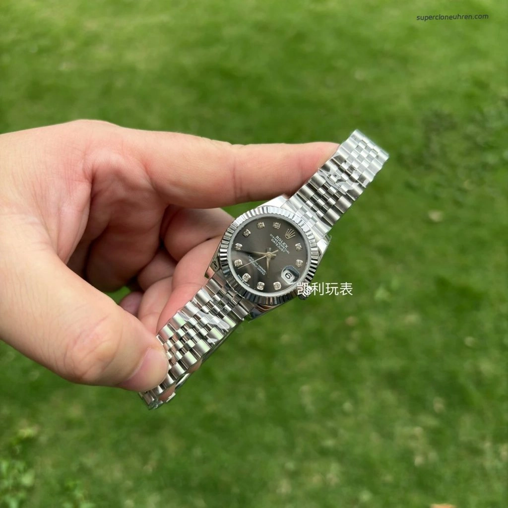 Premium Replica Uhr Rolex Datejust m278274-0008 graues Diamant-Zifferblatt Edelstahlband 31mm