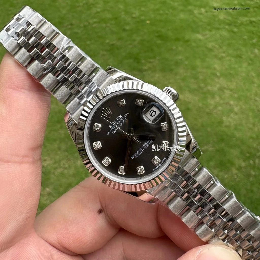 Premium Replica Uhr Rolex Datejust m278274-0008 graues Diamant-Zifferblatt Edelstahlband 31mm