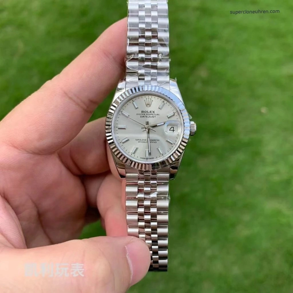 1:1 Super Clone Uhr Rolex Datejust 278273 Olive-Zifferblatt mit Diamant-Indizes 31mm