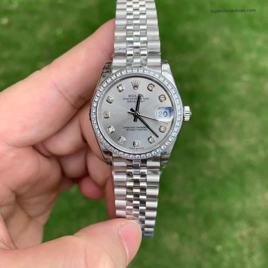 1:1 Super Clone Uhr Rolex Datejust 278273 Olive-Zifferblatt mit Diamant-Indizes 31mm
