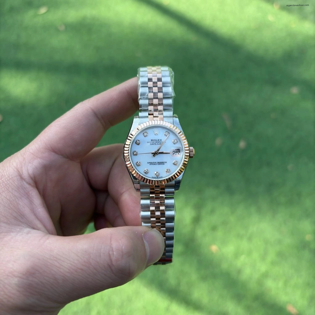 1:1 Super Clone Uhr Rolex Datejust 278273 Olive-Zifferblatt mit Diamant-Indizes 31mm
