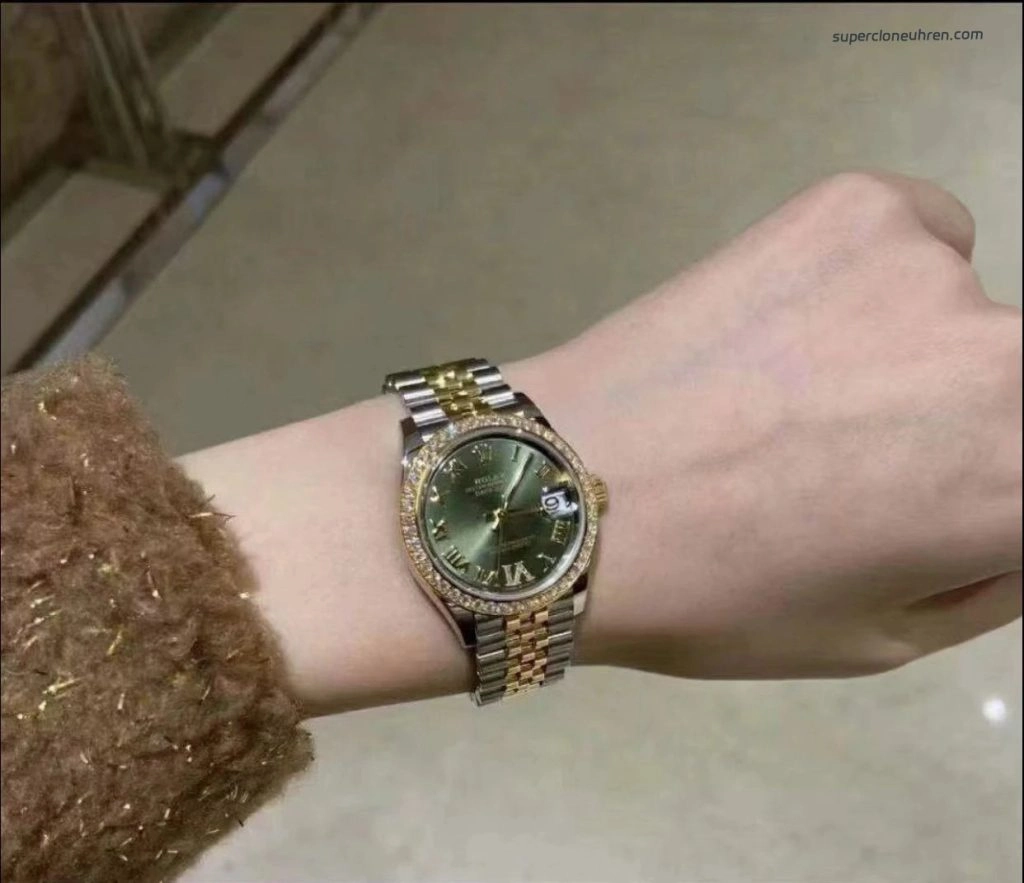 1:1 Super Clone Uhr Rolex Datejust 278273 Olive-Zifferblatt mit Diamant-Indizes 31mm