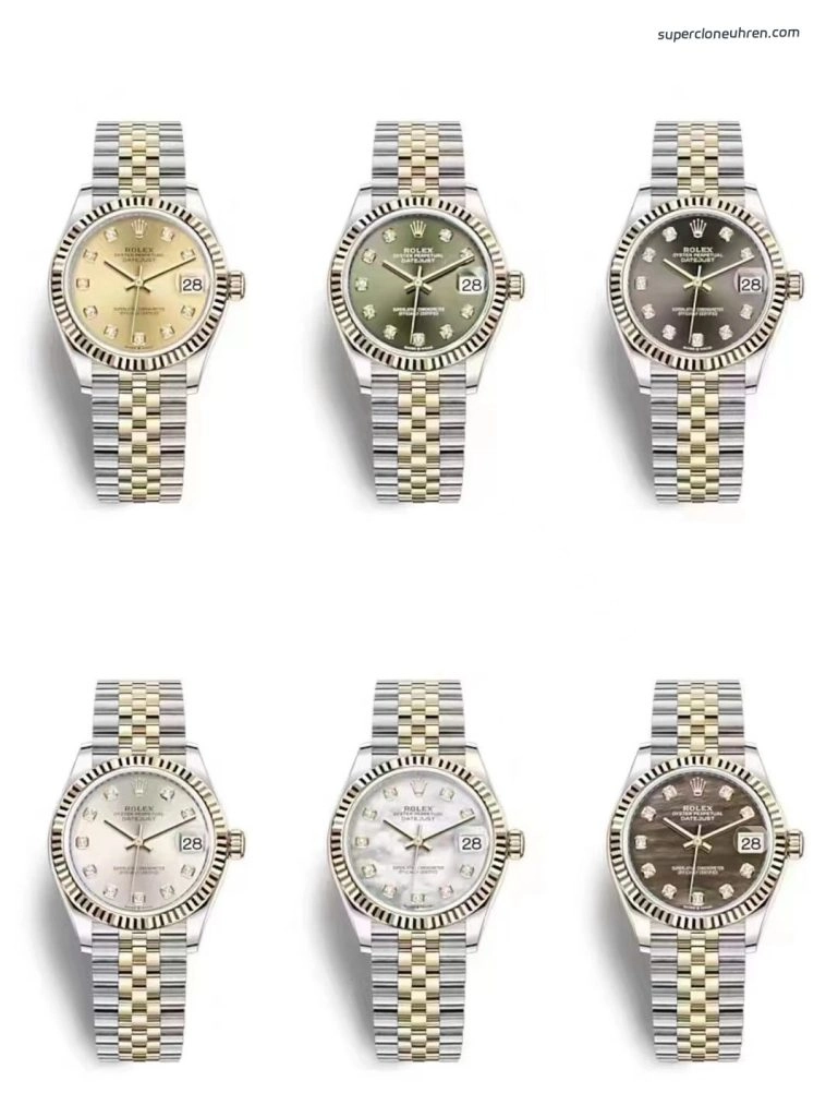 1:1 Super Clone Uhr Rolex Datejust 278273 Olive-Zifferblatt mit Diamant-Indizes 31mm