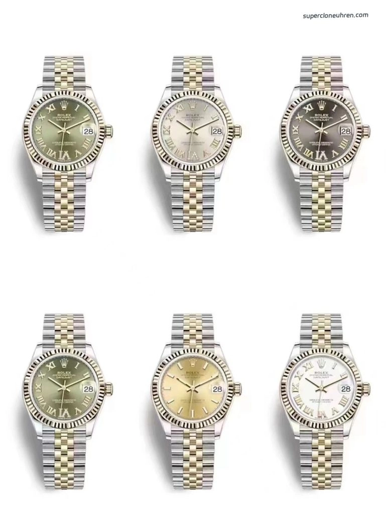 1:1 Super Clone Uhr Rolex Datejust 278273 Olive-Zifferblatt mit Diamant-Indizes 31mm