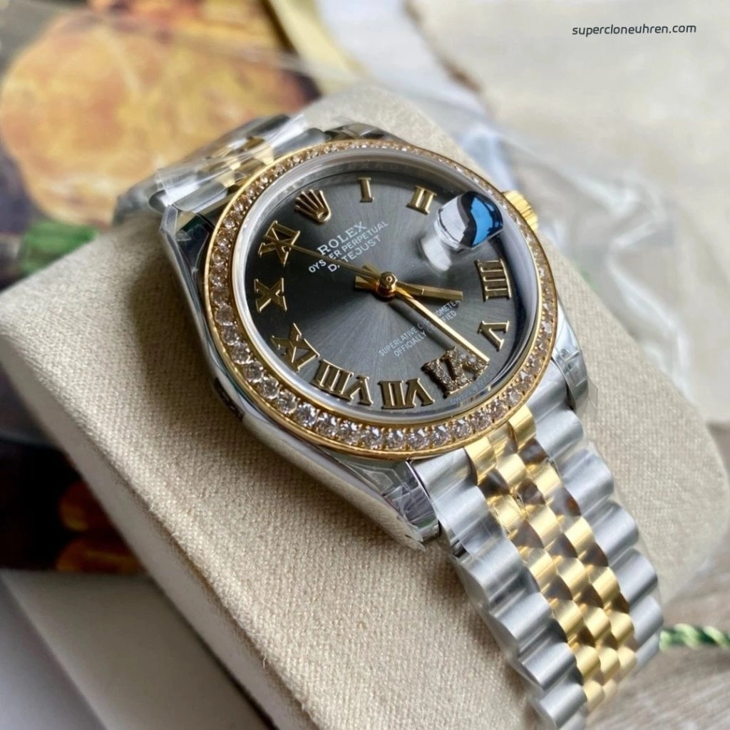1:1 Super Clone Uhr Rolex Datejust 278273 Olive-Zifferblatt mit Diamant-Indizes 31mm