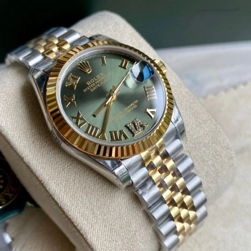 1:1 Super Clone Uhr Rolex Datejust 278273 Olive-Zifferblatt mit Diamant-Indizes 31mm