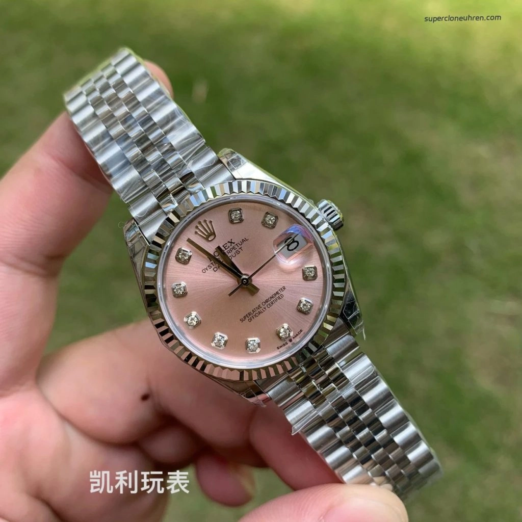 Super Clone Rolex Datejust m278274-0032 mit rosa Zifferblatt und Jubilé-Band 31 mm