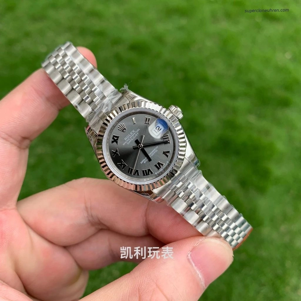 Super Clone Rolex Datejust M279174-0013 graues Zifferblatt mit römischen Ziffern Stahlband 28mm
