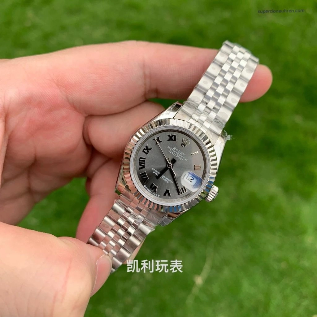 Super Clone Rolex Datejust M279174-0013 graues Zifferblatt mit römischen Ziffern Stahlband 28mm