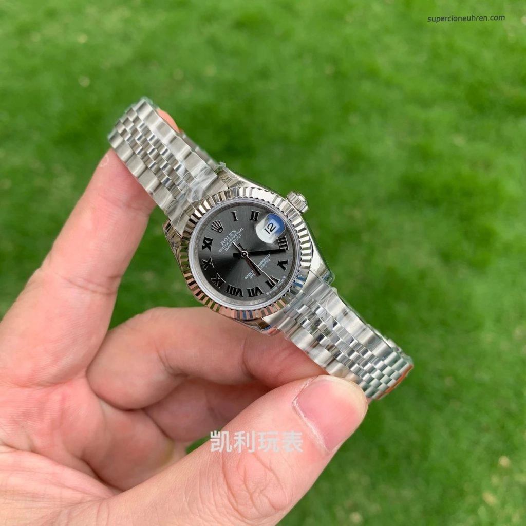 Super Clone Rolex Datejust M279174-0013 graues Zifferblatt mit römischen Ziffern Stahlband 28mm