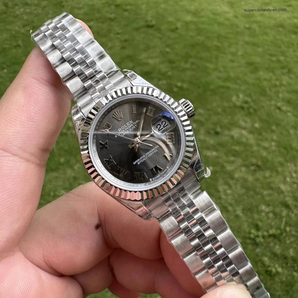Super Clone Rolex Datejust M279174-0013 graues Zifferblatt mit römischen Ziffern Stahlband 28mm