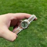 Premium Replica Uhr Rolex Datejust m279171-0007 Roségold-Grün 28mm
