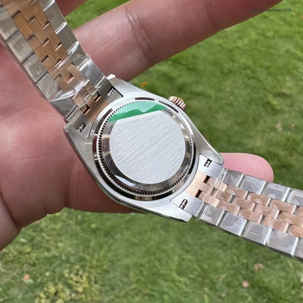 Premium Replica Uhr Rolex Datejust m279171-0007 Roségold-Grün 28mm