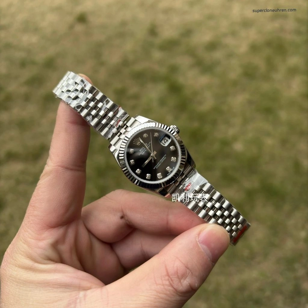 Premium Replica Uhr Rolex Datejust m178274-0014 schwarzes Zifferblatt Edelstahl 31mm