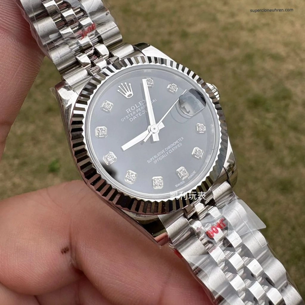 Premium Replica Uhr Rolex Datejust m178274-0014 schwarzes Zifferblatt Edelstahl 31mm