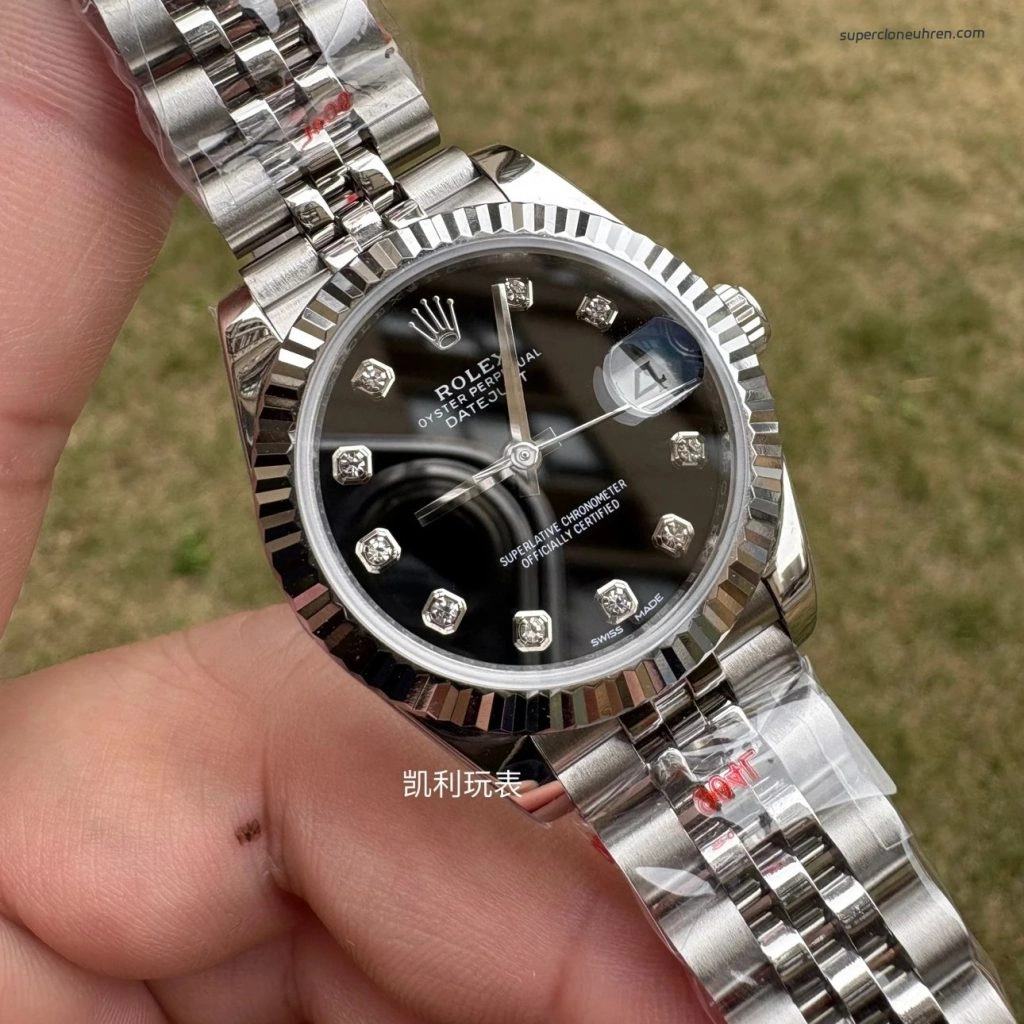 Premium Replica Uhr Rolex Datejust m178274-0014 schwarzes Zifferblatt Edelstahl 31mm