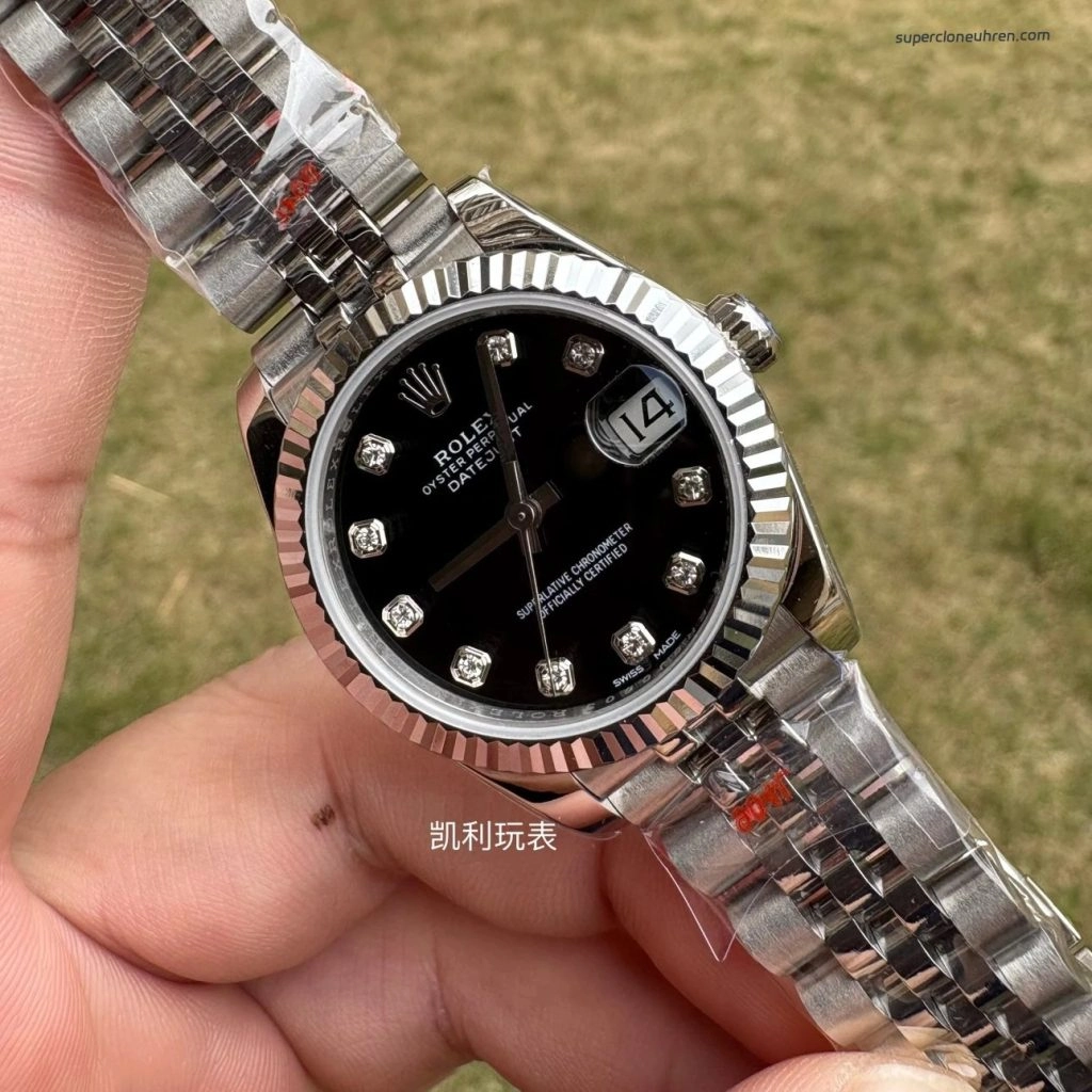 Premium Replica Uhr Rolex Datejust m178274-0014 schwarzes Zifferblatt Edelstahl 31mm